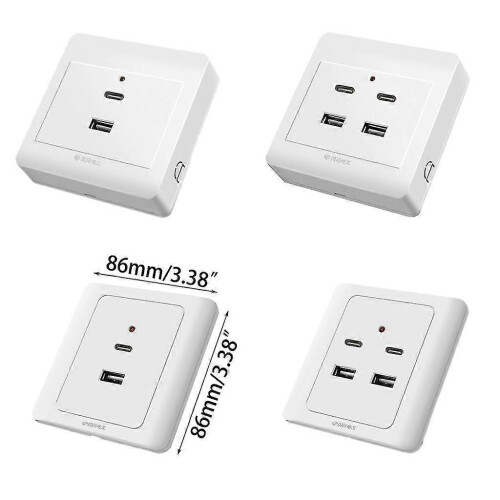 Gniazdka ścienne USB typu C, gniazdo ładowarki ściennej USB 18 W, 220 V, gniazdo USB 2