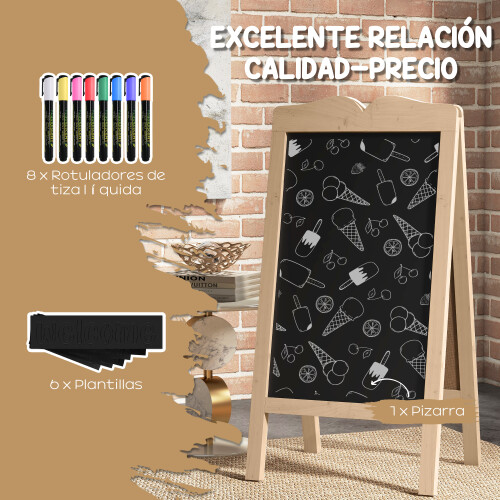 Vinsetto Pizarra Caballete Marrón 51 x 60 x 101 cm 2