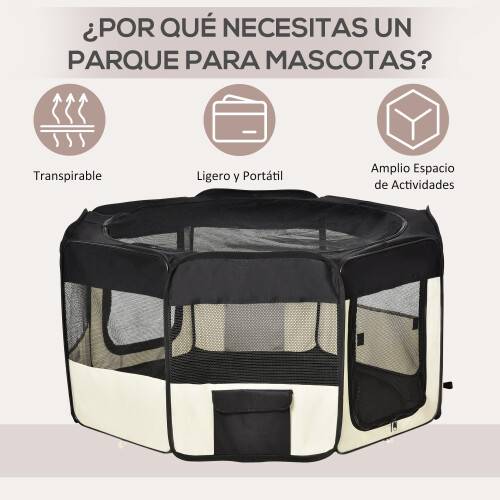 PawHut Parque Mascotas Plegable Bicolor 120 x 48 x 58cm 2