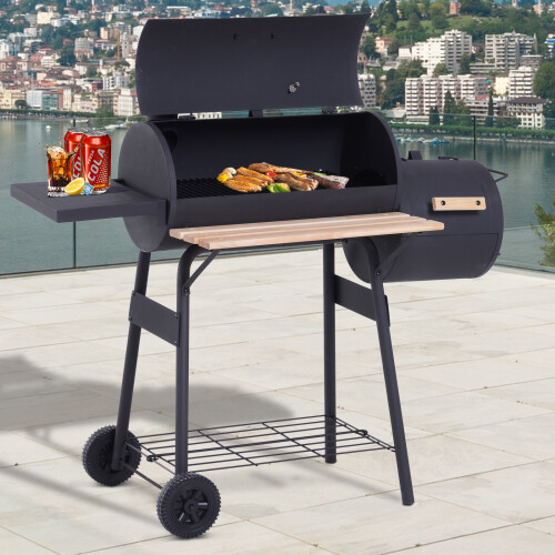 Outsunny Barbacoa de Carbón Negro 124 x 53 x 104 cm 1