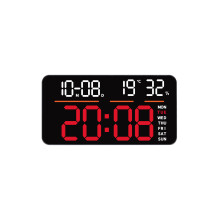 Große digitale Wanduhr, moderne-Schwarze Schale, rotes Licht