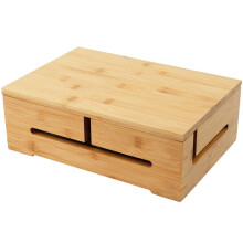 Boîte de rangement pour câbles en bambou avec couvercle - Gestion des câbles