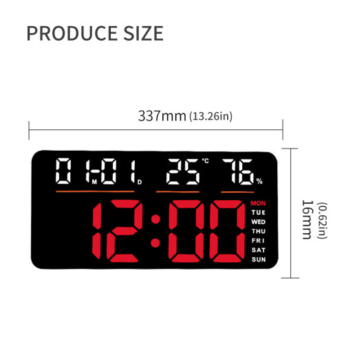 Large Digital Wall Clock Quiet Operations-Black shell green li 2