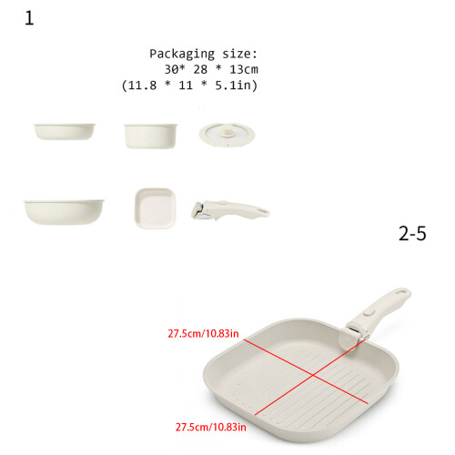 Detachable Handle Nonstick Frying Pan Cookware Set For Home-5 1