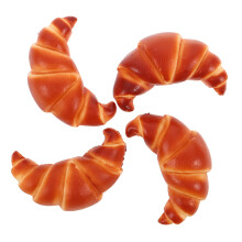 4Pcs Simulated Bread Props Coffee Color Mini Croissant Food Models