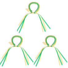 3Pcs Green Woven Bracelet for Graduate Hand Braided Zinc Alloy Charm