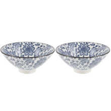 2Pcs Blue Small Ceramic Teacups Japanese Style Asian Tea Cup Set