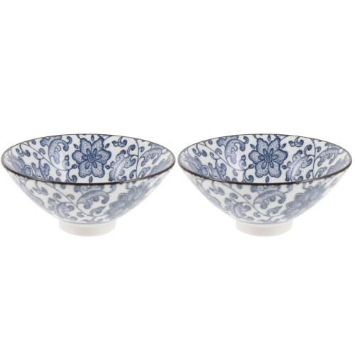 2Pcs Blue Small Ceramic Teacups Japanese Style Asian Tea Cup Set
