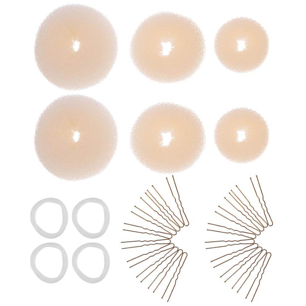 Solustre Unisex Cream 4Sets Hair Bun Maker And Styling Tools Beige Diy Hair Accessories