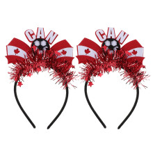 2Pcs Football Themed Red Headbands Non-Woven Soccer Fan Party Props