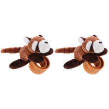 2Pcs Brown Animal Plush Slap Bracelets Comfortable Party Favor Bands