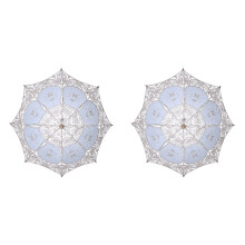 2Pcs Beige Lace Bridal Umbrella Vintage Cotton Parasol for Wedding