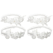 2Sets Hochzeit Strumpfband Weiß Mit Blumenmotiv