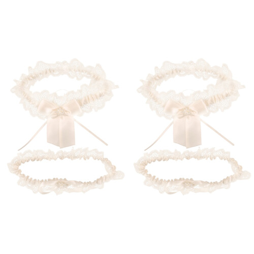 2Ensembles Ceintures De Jambe En Satin Et Beige Pour