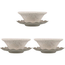 3Sets White Ceramic Tea Filter No-Hole Coffee Dripper Compact Design