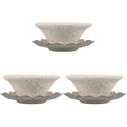 3Sets White Ceramic Tea Filter No-Hole Coffee Dripper Compact Design