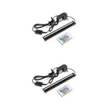 2Pcs Black Remote Aquarium LED Light Waterproof Bubble Fish Tank Lamp