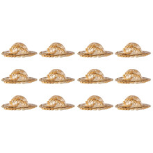 12Pcs Khaki Rustic Mini Straw Hats Cocktail Picks and Glass Toppers