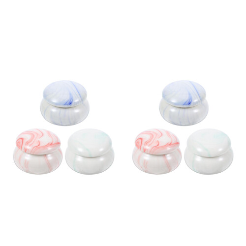 6Pcs Compact Lip Balm Storage Jars Small Ceramic Rouge Containers
