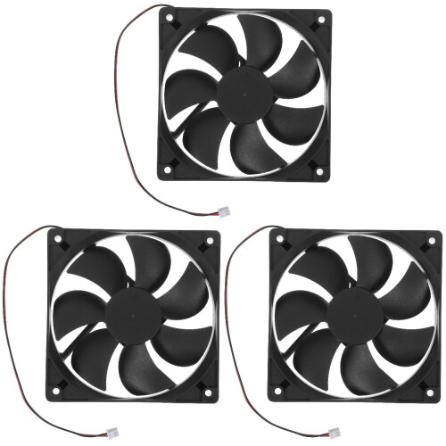 3Pcs 12Cm Brushless Dc Cooling Fans Black Plastic Computer Radiators