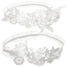 1Set White Lace Bride Garters Flower Elastic Wedding Leg Band