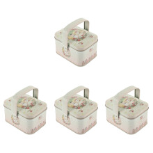 4Pcs Beige Tinplate Candy Boxes Small Portable Holiday Treat Storage