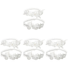 4Sets White Elastic Lace Bride Garters Floral Wedding Leg Bands
