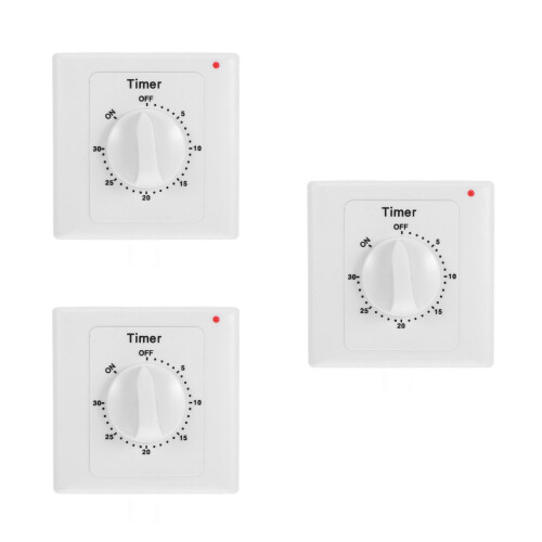 3Pcs Wall Timer Switches for Indoor Use White ABS Timer Control Outlet