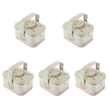 5Pcs Holiday Tinplate Gift Boxes Beige for Cookies Candy Storage