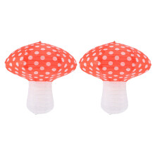 2Pcs Red Mushroom Shaped Paper Lanterns Decorative Party and Nursery