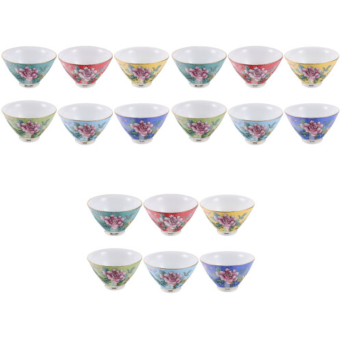 18Pcs Assorted Color Ceramic Tea Cups Ideal for Home and Office Use 1