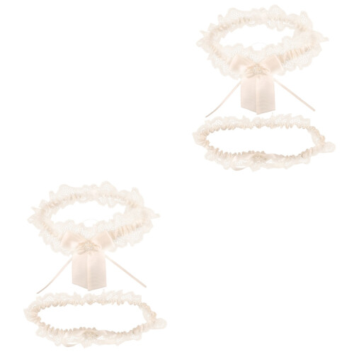2Ensembles Ceintures De Jambe En Satin Et Beige Pour 1