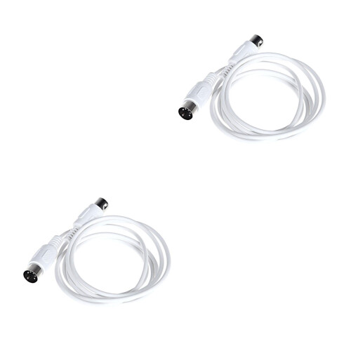 2Pcs White Electronic Keyboard Adapter Cable Durable Midi Editing Cord 1