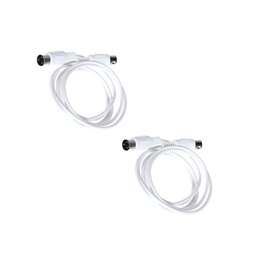 2Pcs White Electronic Keyboard Adapter Cable Durable Midi Editing Cord 2