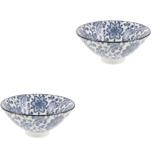2Pcs Blue Small Ceramic Teacups Japanese Style Asian Tea Cup Set 1