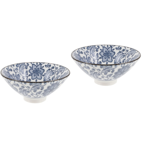 2Pcs Blue Small Ceramic Teacups Japanese Style Asian Tea Cup Set 2