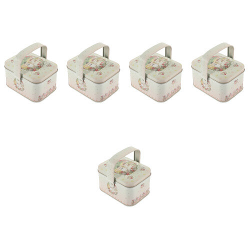 5Pcs Holiday Tinplate Gift Boxes Beige for Cookies Candy Storage 2