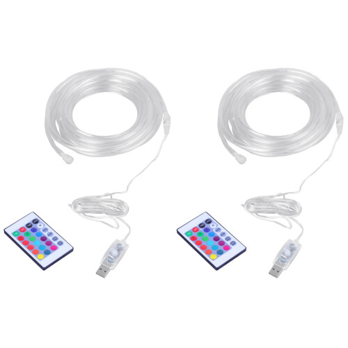 2Pièces Lampe Tube LED Jardin Festive Avec Télécommande USB