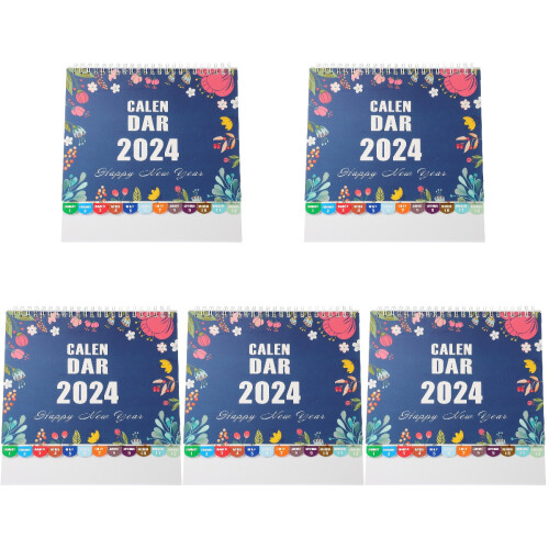 5Pcs Multi Color Paper Desk Calendars Decorative Standing Monthly Use