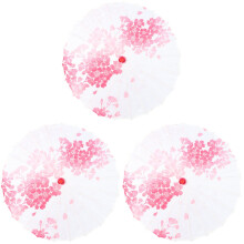 3Pcs Retro Japanese Silk Umbrellas Wooden Handle Dance Cosplay Props