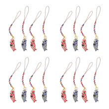 16Pcs Alloy Rope Carp Flags Charm Japanese Bag Lanyard Phone Pendant