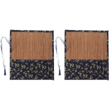 2Pcs Bamboo Fabric Pencil Wrap Roll Blue for Calligraphy Brush Storage