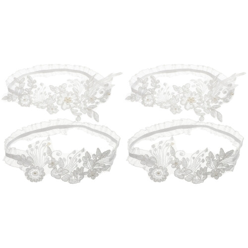 2Sets Kant Bloem Jarretels Bruid Wit Elegant En Elastisch