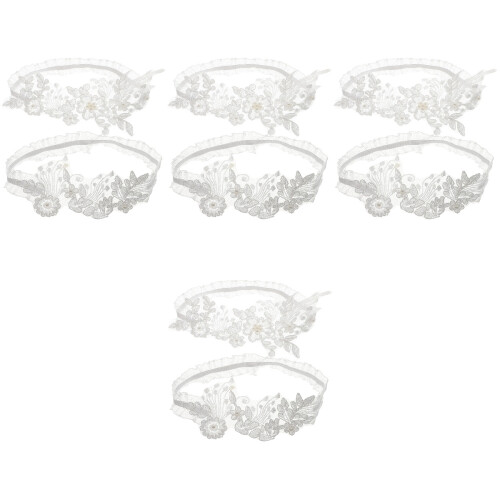4Sets Elastische Bruidsjarretels Wit Kant Bloem Feestelijke Bruiloft 1