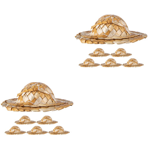 10Pièces Mini Chapeaux Tressés Pour Décorations De 1
