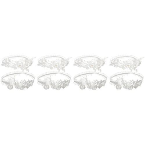 4Sets Elastische Bruidsjarretels Wit Kant Bloem Feestelijke Bruiloft 2