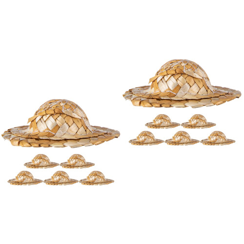 10Pièces Mini Chapeaux Tressés Pour Décorations De 2