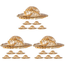15Pcs Small Light Brown Straw Hats for Cocktail Toppers and DIY Crafts