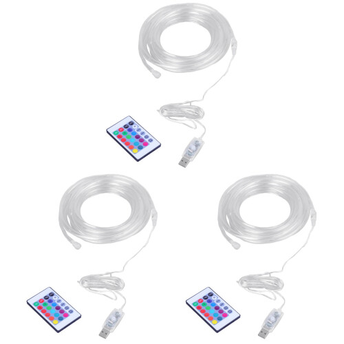 3Pièces Lampes Tube LED Multicolores USB Décoratif De