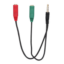 Lydmikrofonsplitter 3,5 mm hanstik Headset- og mikrofonsplitter til stereoheadsetadapter understøtter tabsfri lydtransmission med H